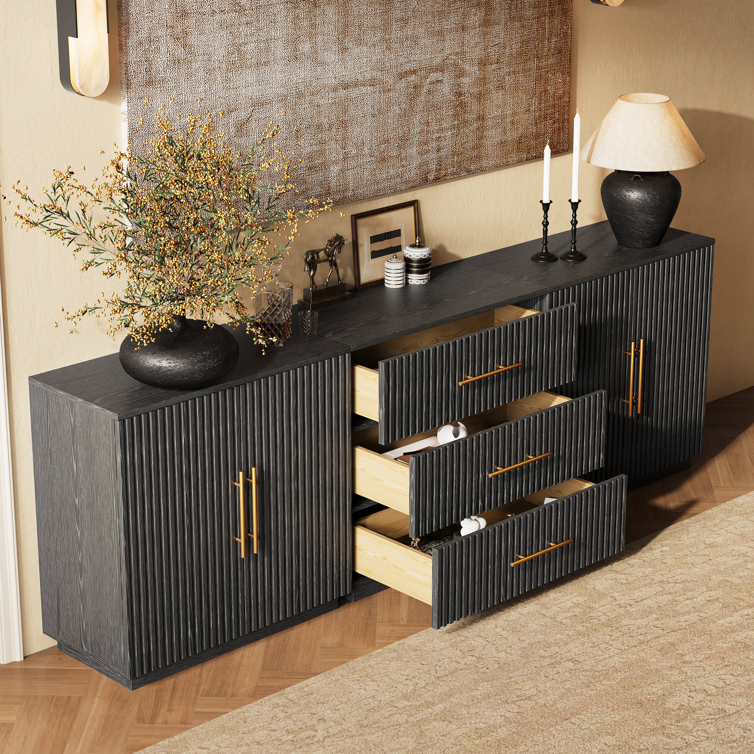 Holt Oak Modular Media Console (Set of 3)