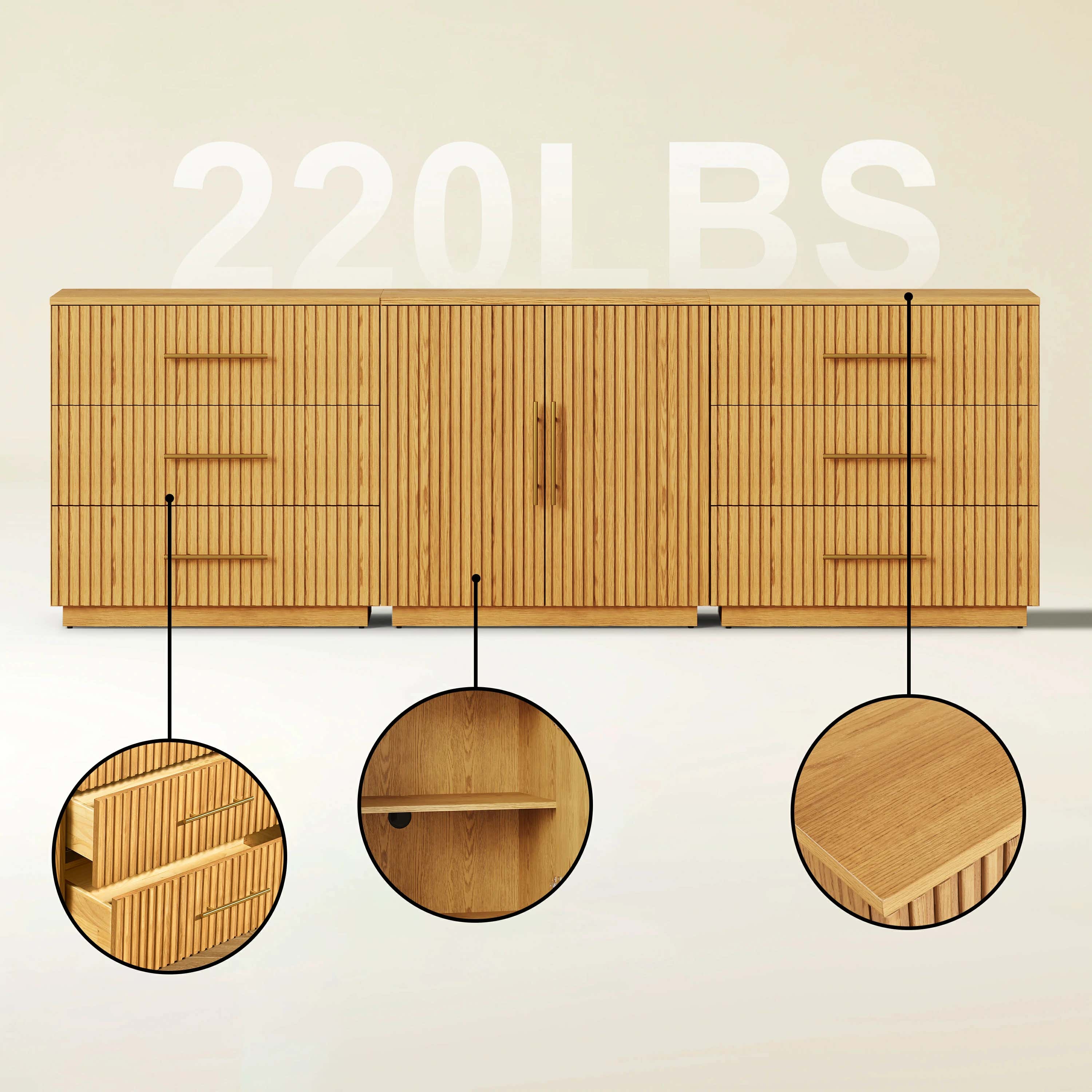 Holt Oak Modular Media Console (Set of 3)