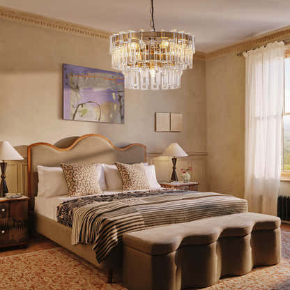 Catenzia Crystal Tiered Round Chandelier 19"D