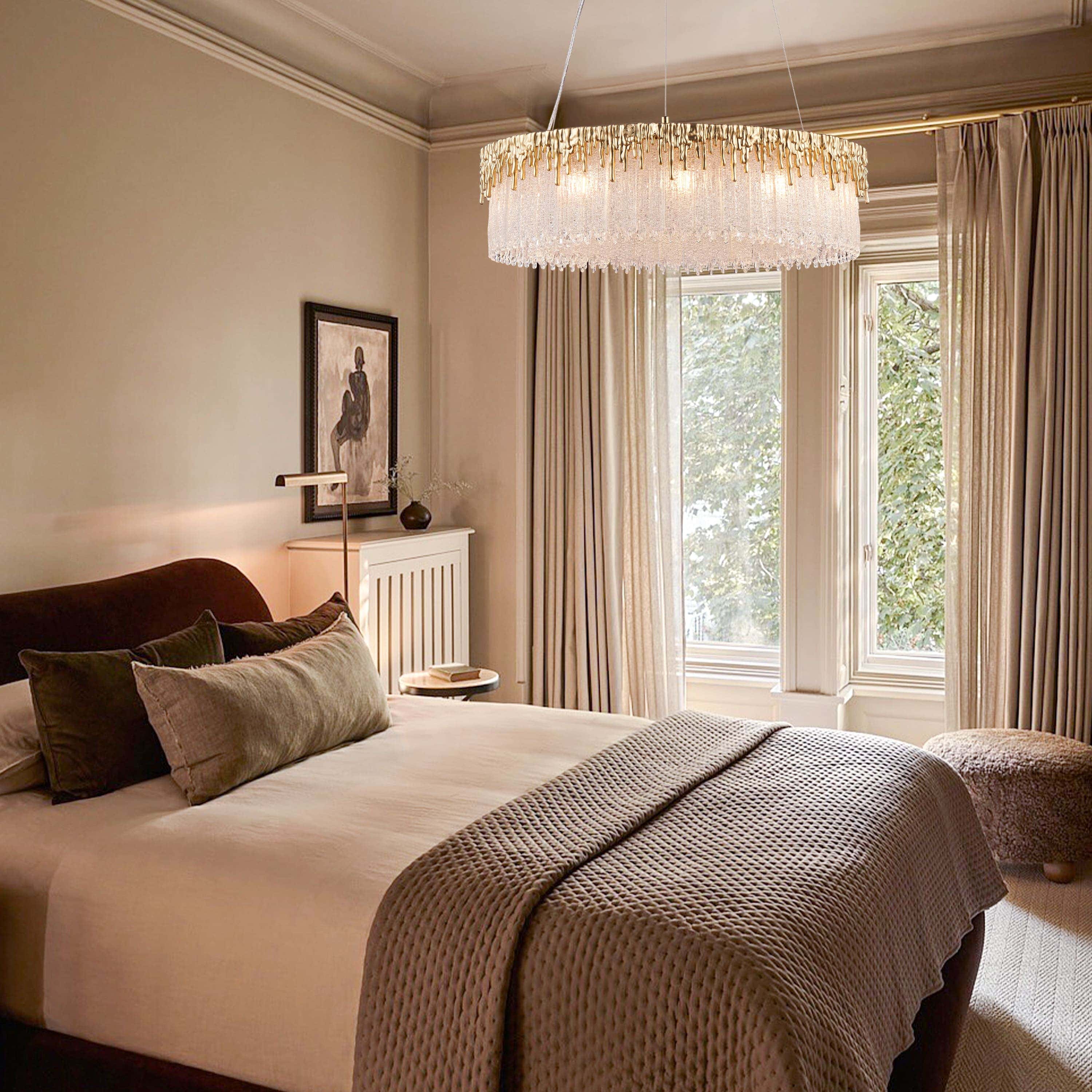 Rheo Crystal Glass Round Chandelier 24"D