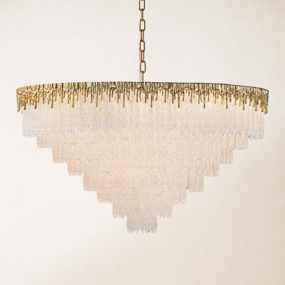 Rheo Tiered Crystal Glass Round Chandelier 36"D