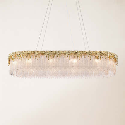 Rheo Crystal Glass Rectangular Chandelier 40"W