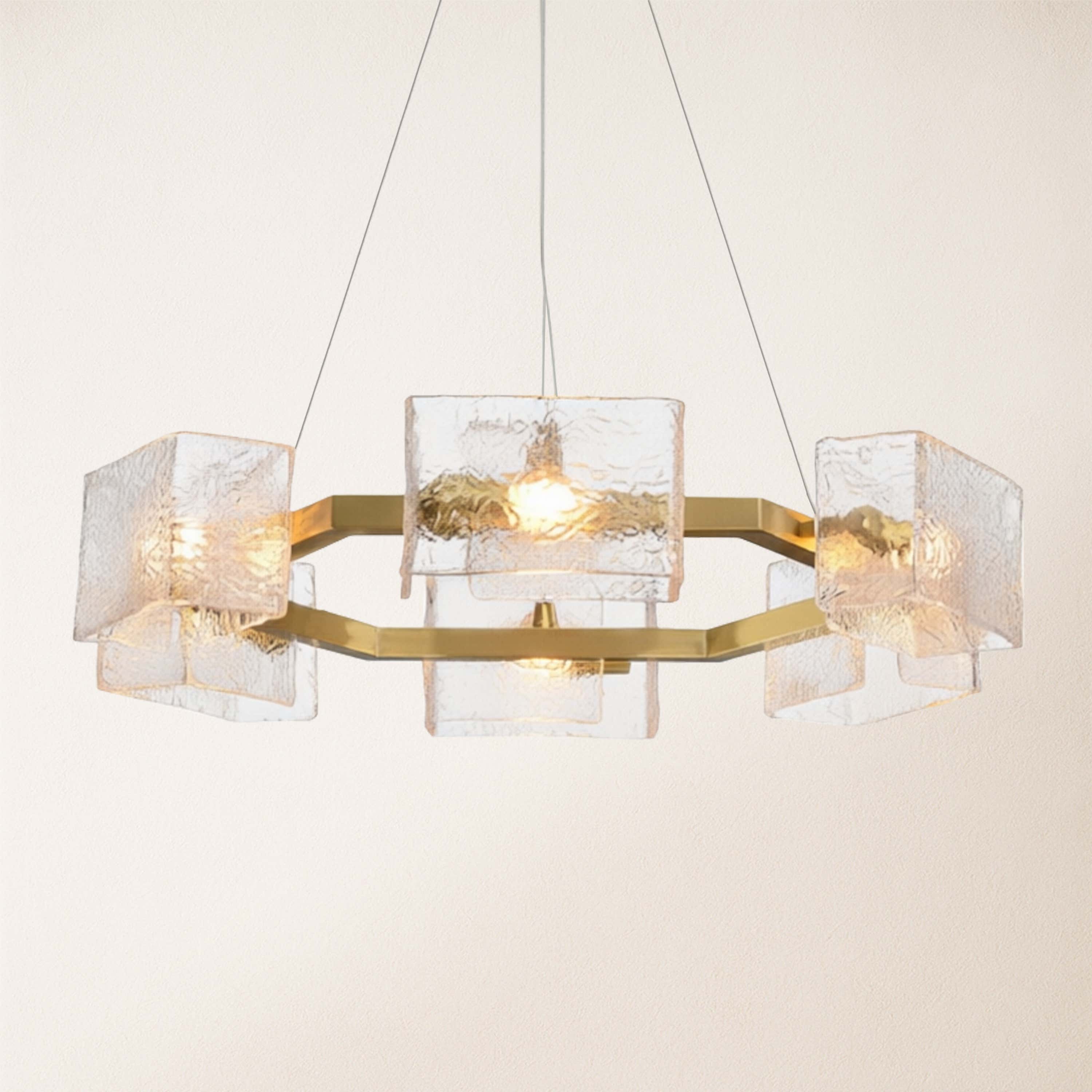 Vitreolith Glass Geometric Ring Chandelier 29"W
