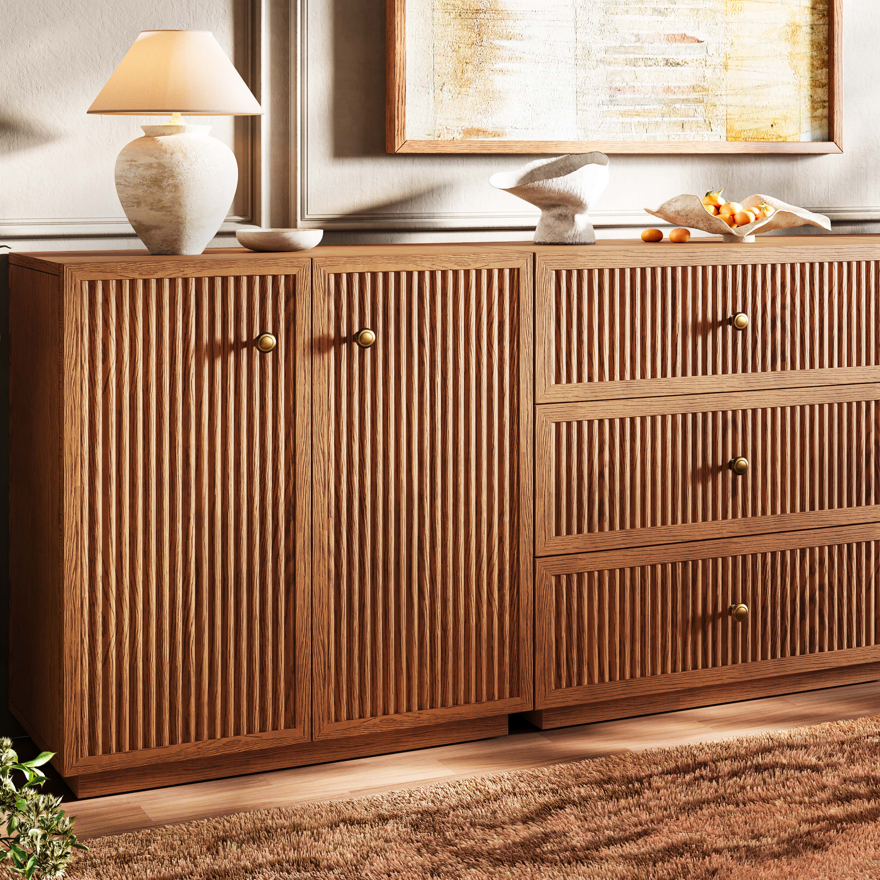 Avery Oak Modular Sideboard 90"W