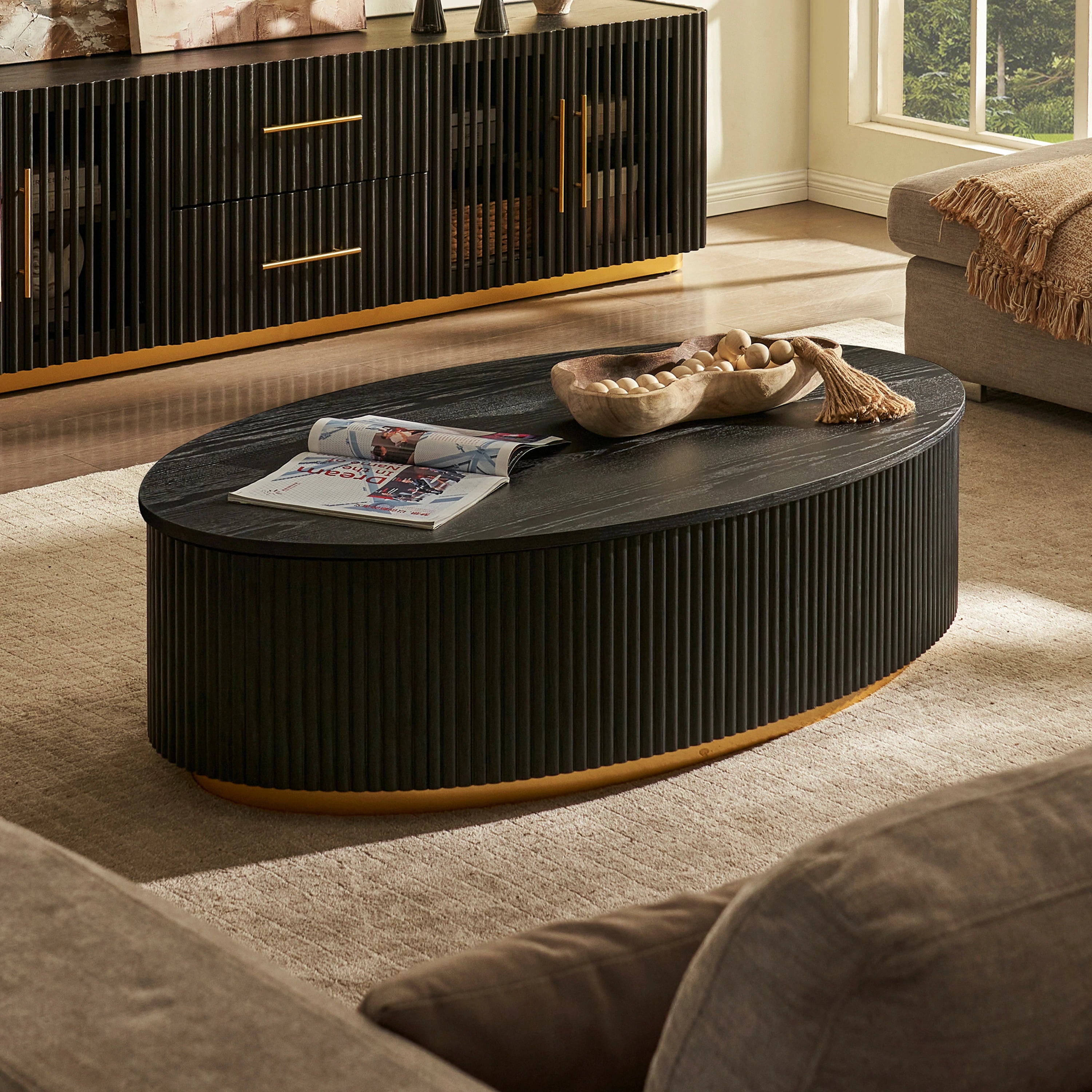 Holton 55.12"W Oak Coffee Table