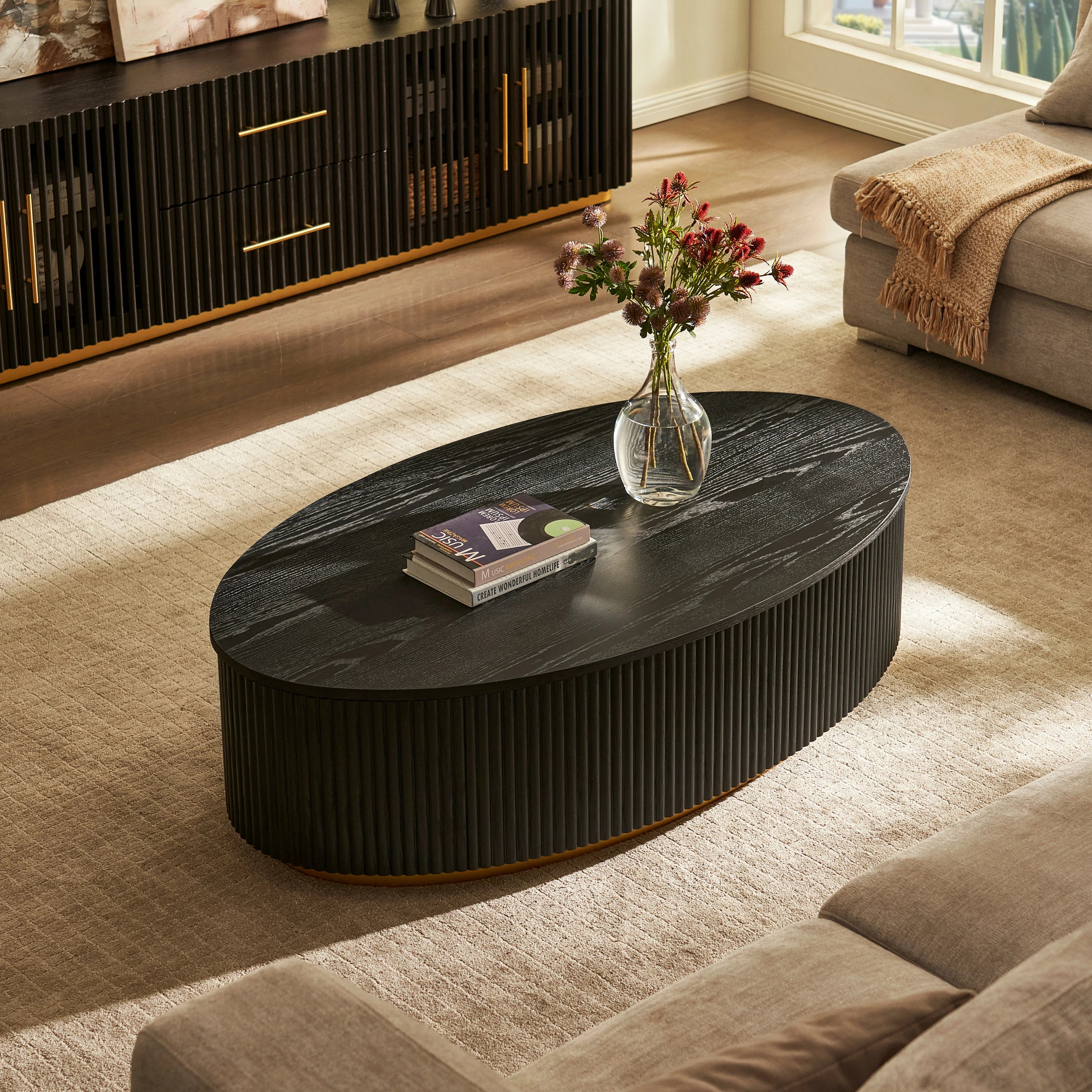 Holton 55.12"W Oak Coffee Table