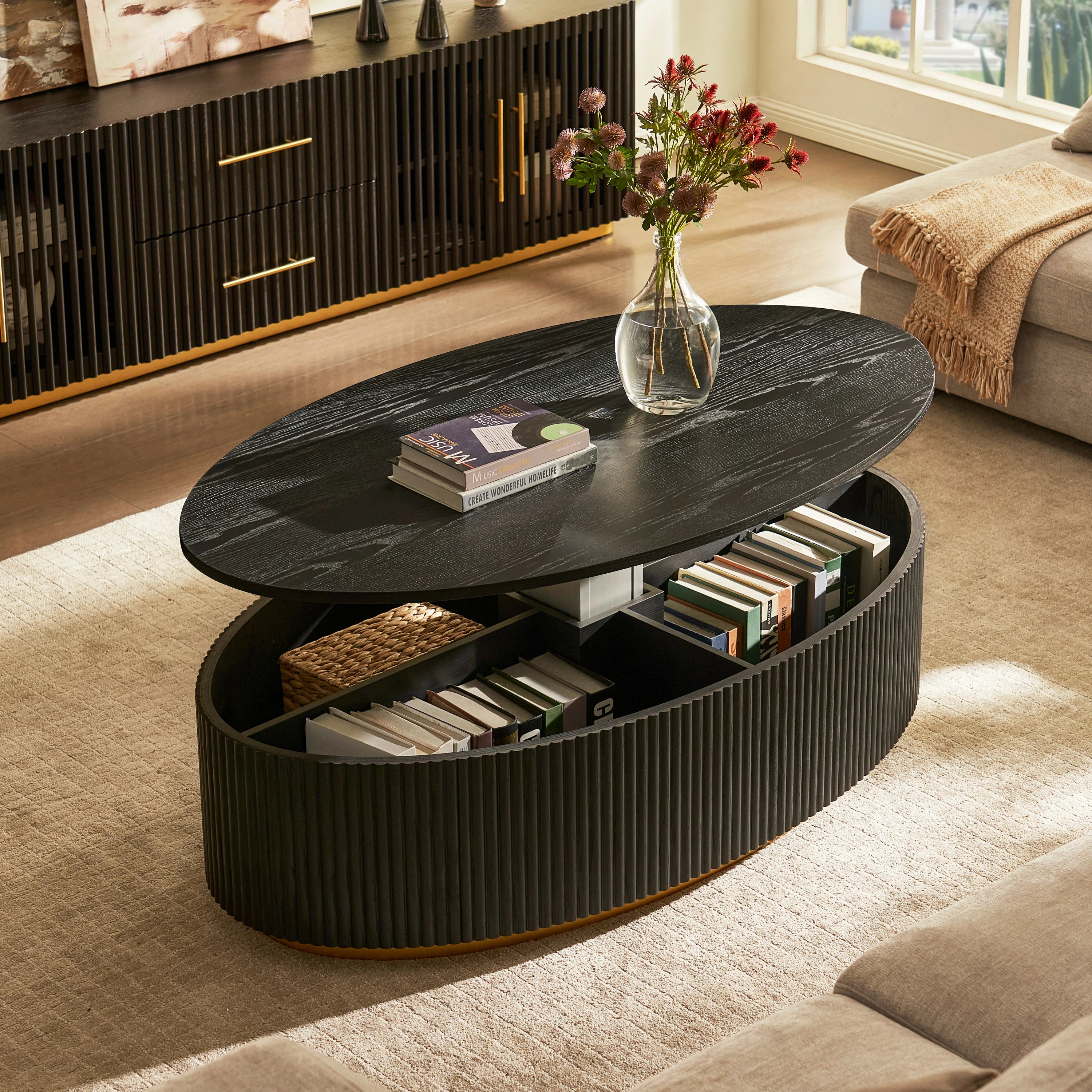 Holton 55.12"W Oak Coffee Table