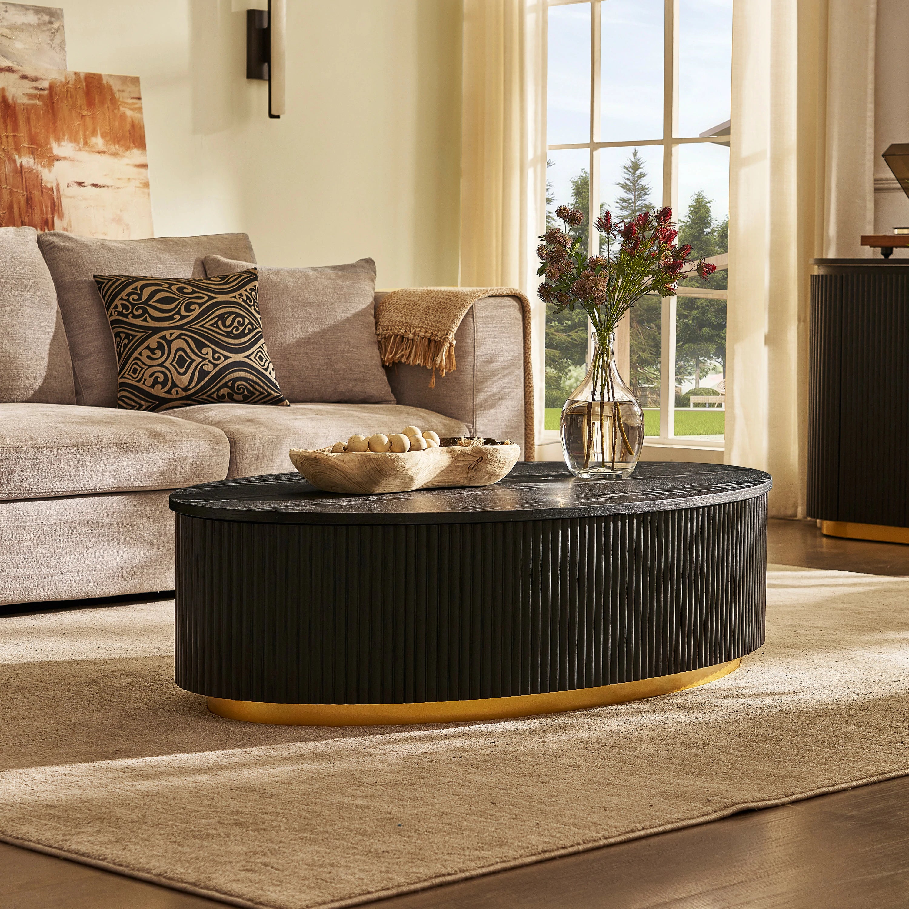Holton 55.12"W Oak Coffee Table