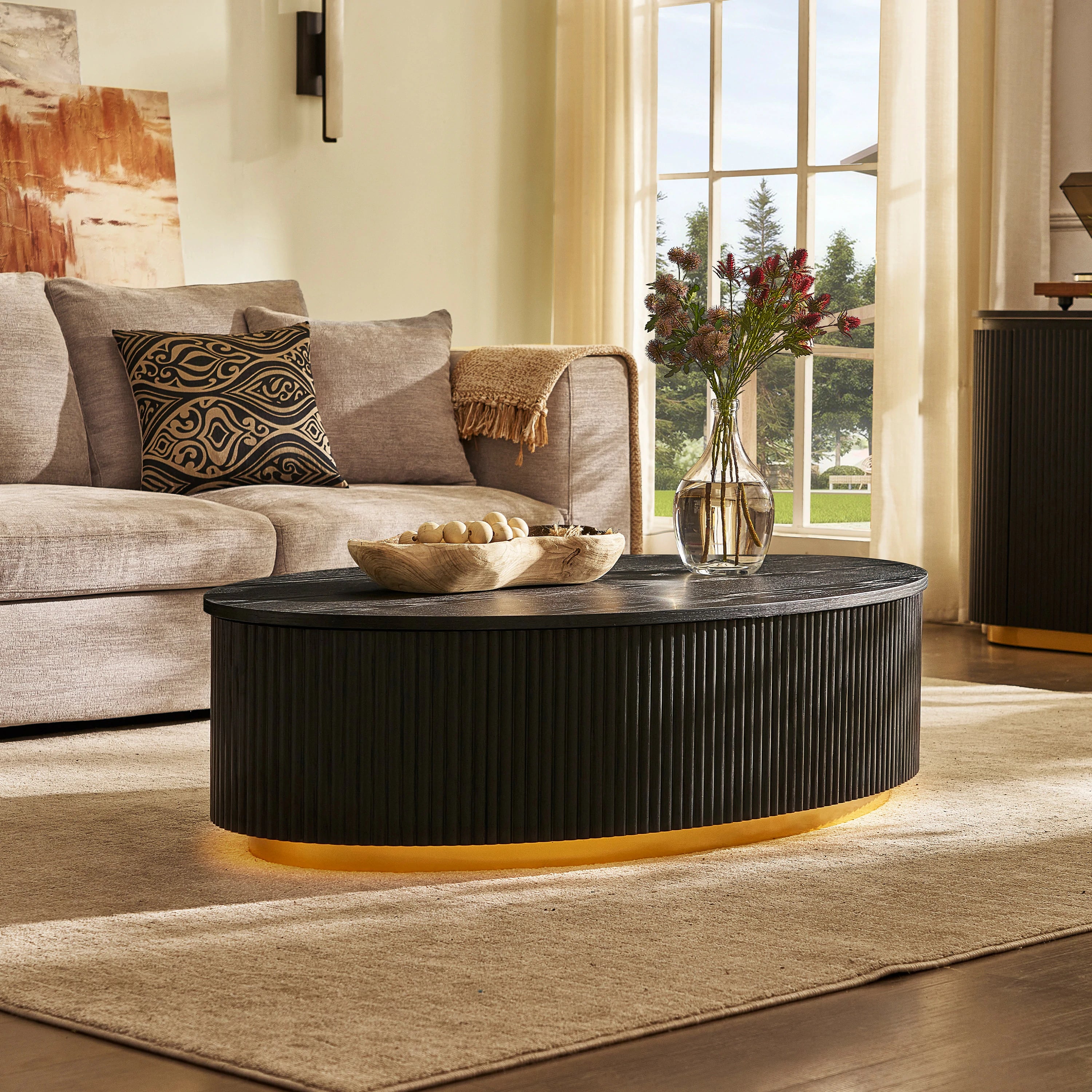 Holton 55.12"W Oak Coffee Table