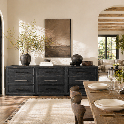 Alvar 91″ Oak 9-Drawer Chest(Set of 3)