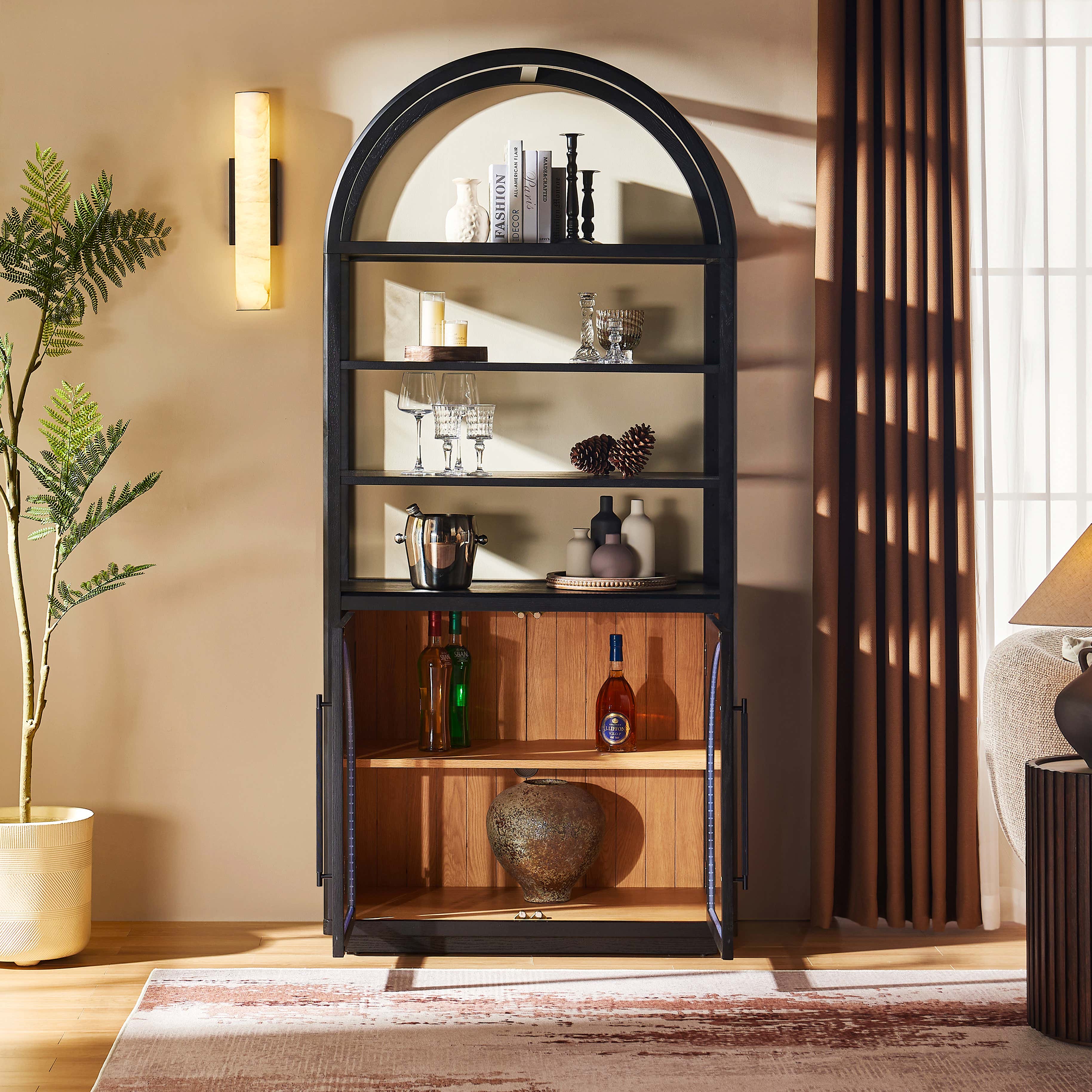 Alvar Arched Bookcase with Cabinet