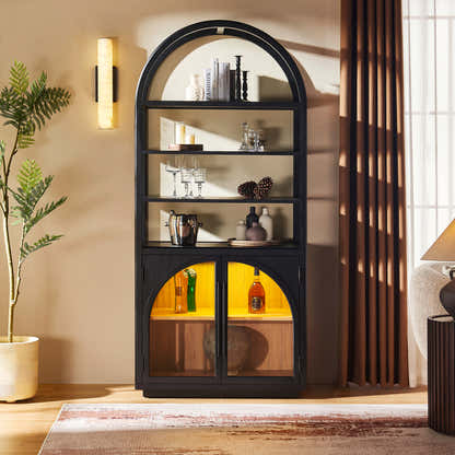 Alvar Arched Bookcase with Cabinet
