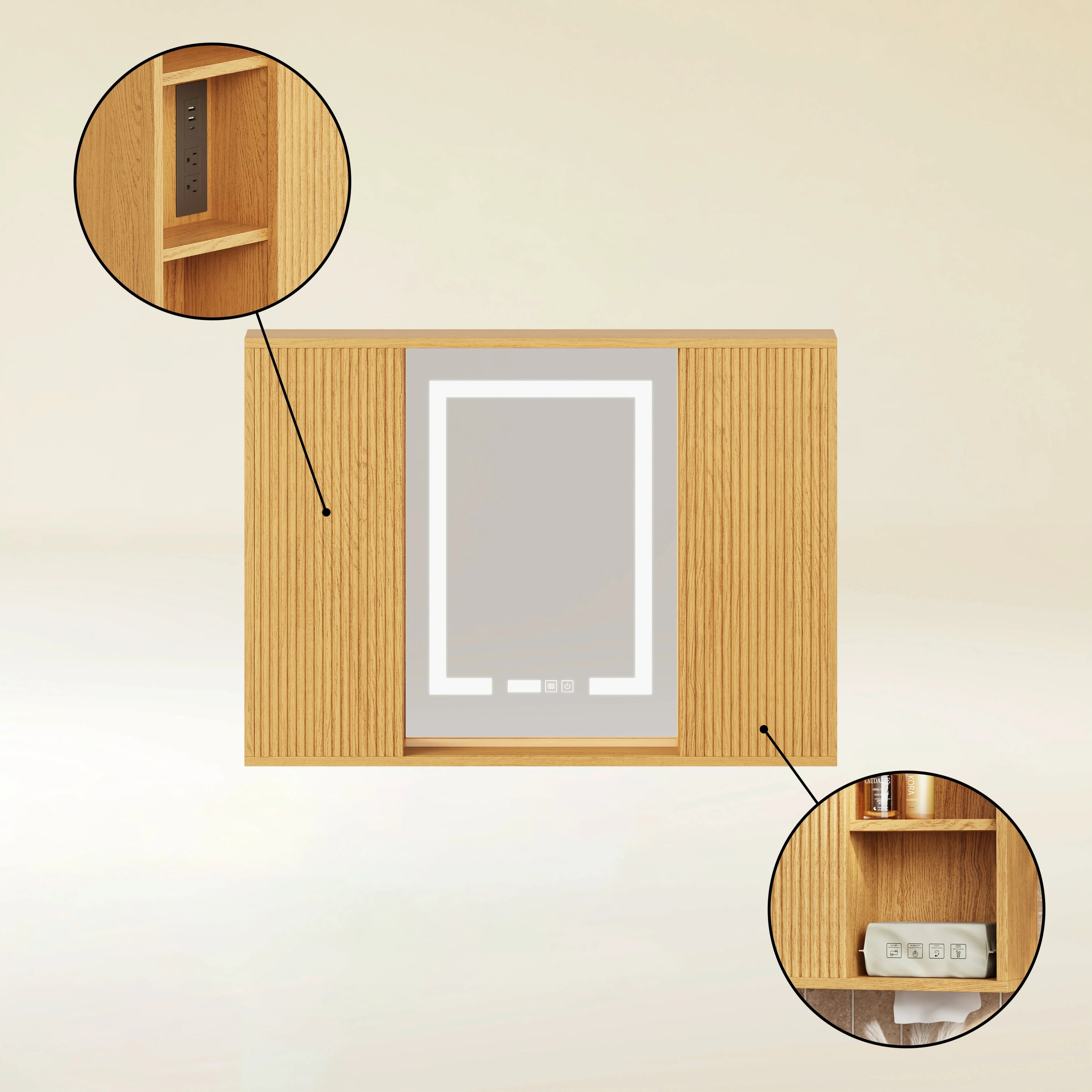 Isla Oak Bathroom Wall Mirror 36"