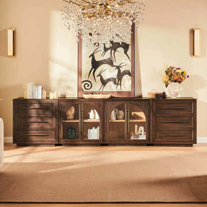 Alvar Arched 126″ Oak Modular Media Console(Set of 4)