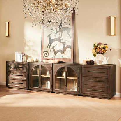 Alvar Arched 126″ Oak Modular Media Console(Set of 4)