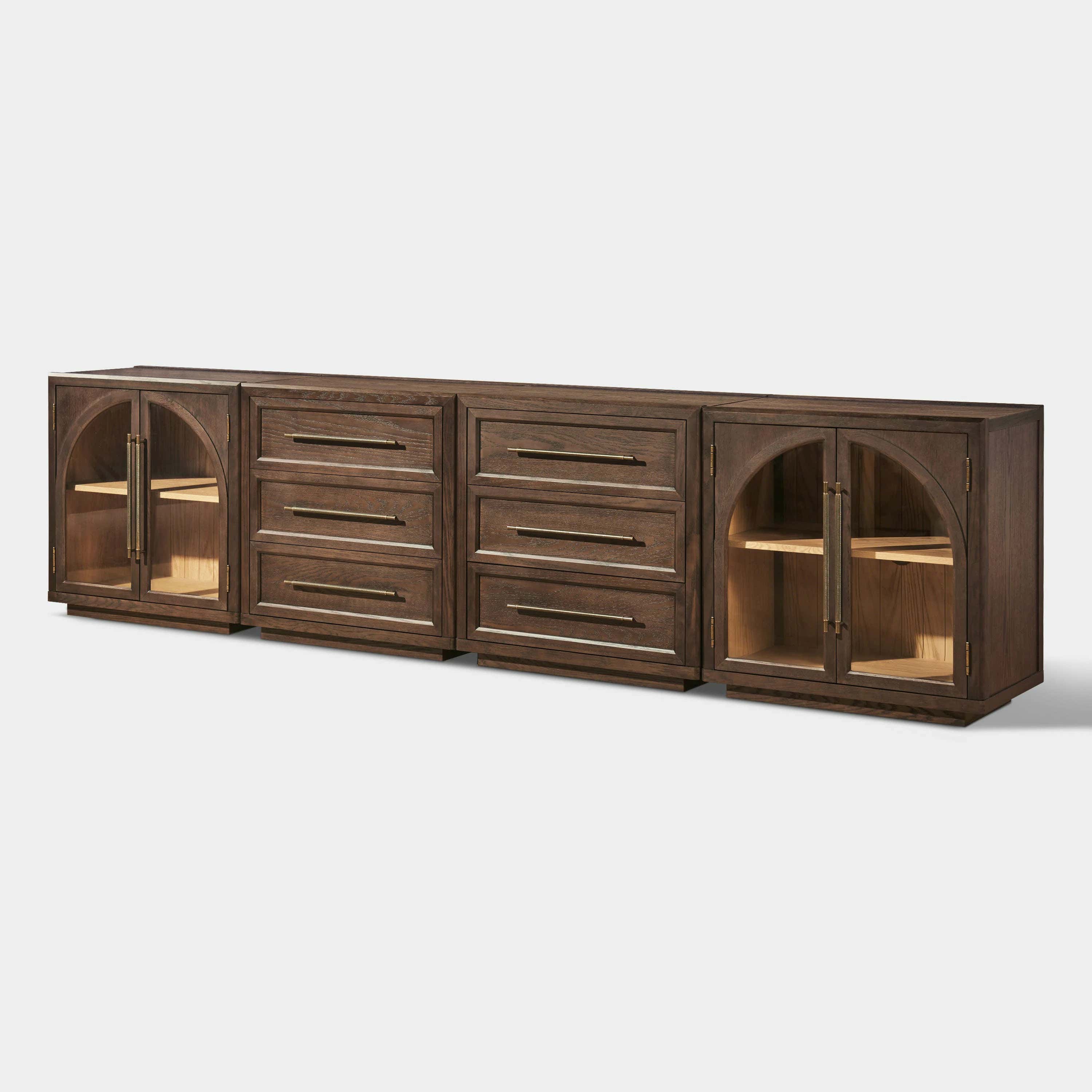 Alvar Arched 126″ Oak Modular Media Console(Set of 4)