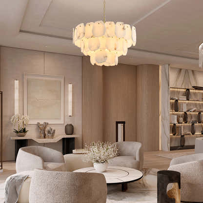 Moira Alabaster Multi-Tier Round Chandelier 32"D