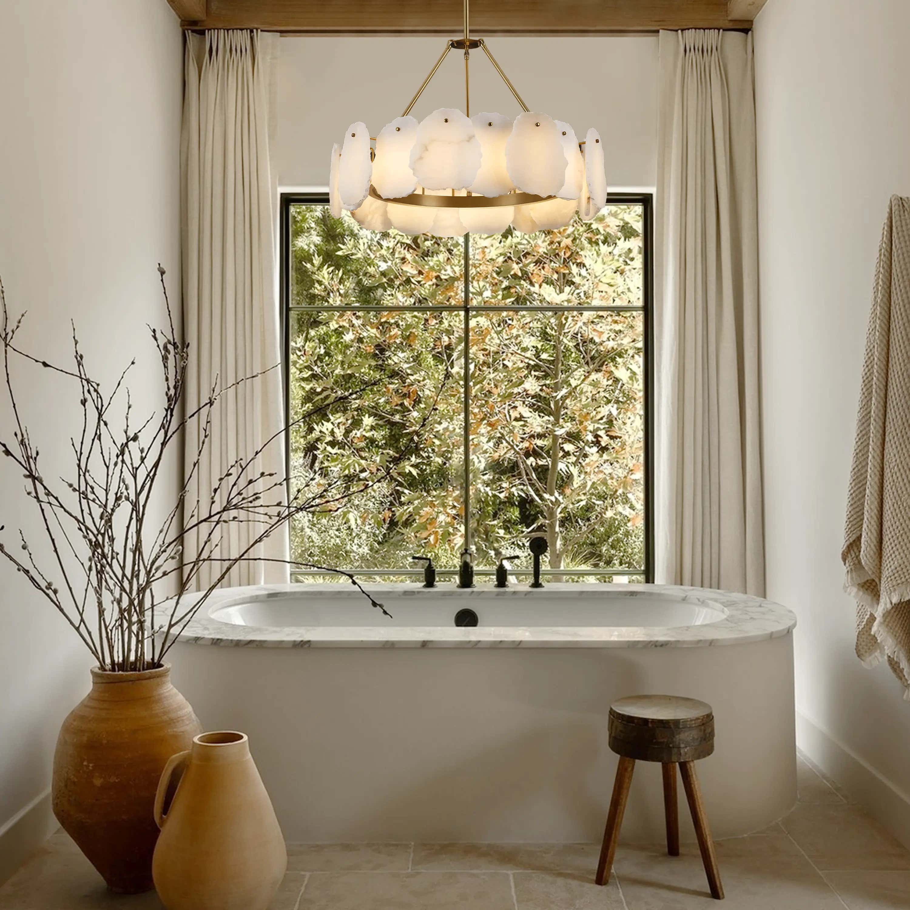 Moira Alabaster Round Chandelier 24"D