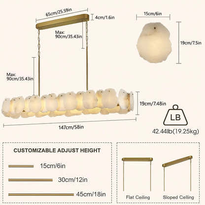 Moira Alabaster Oval Chandelier 58"W