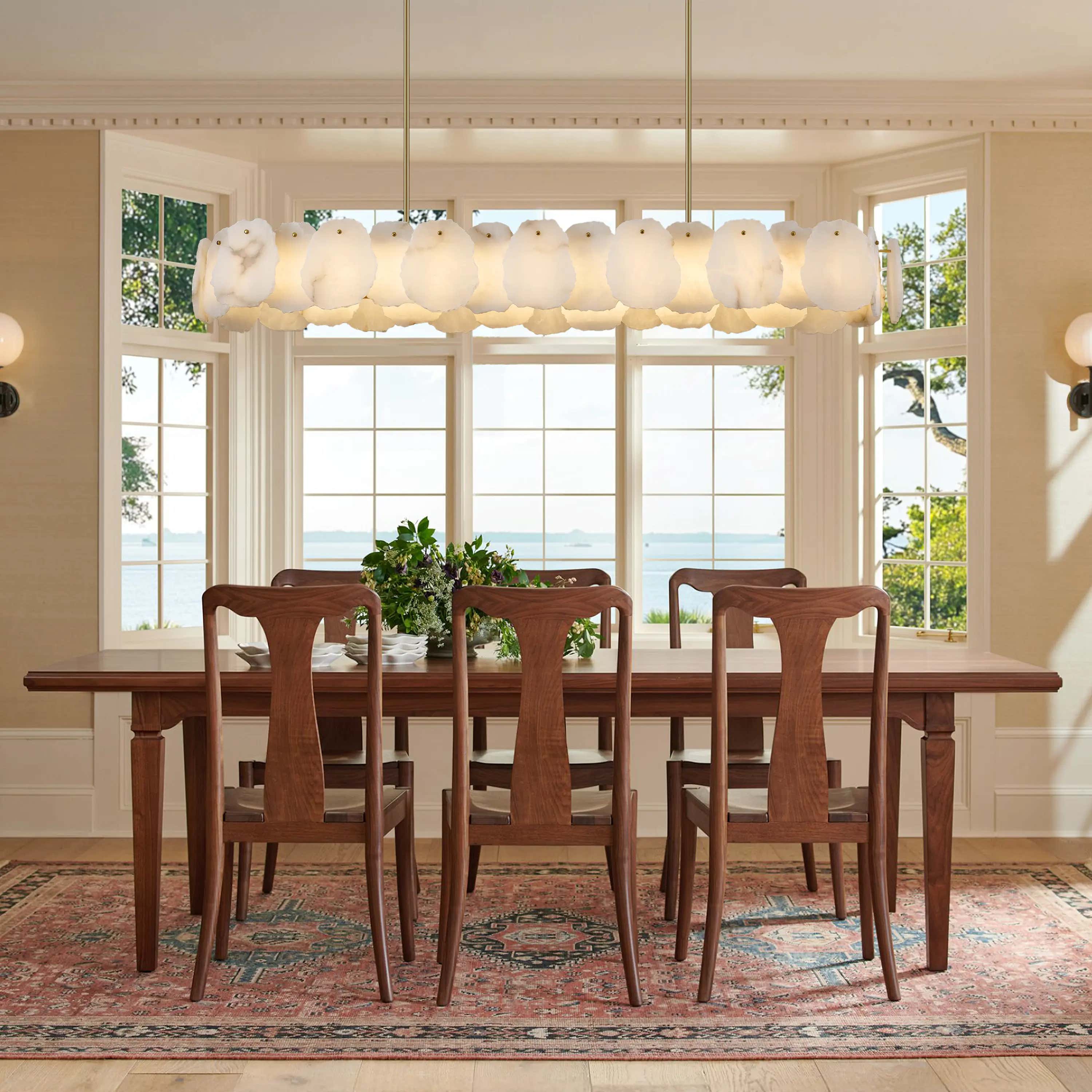 Moira Alabaster Oval Chandelier 58"W#Finish_Gold