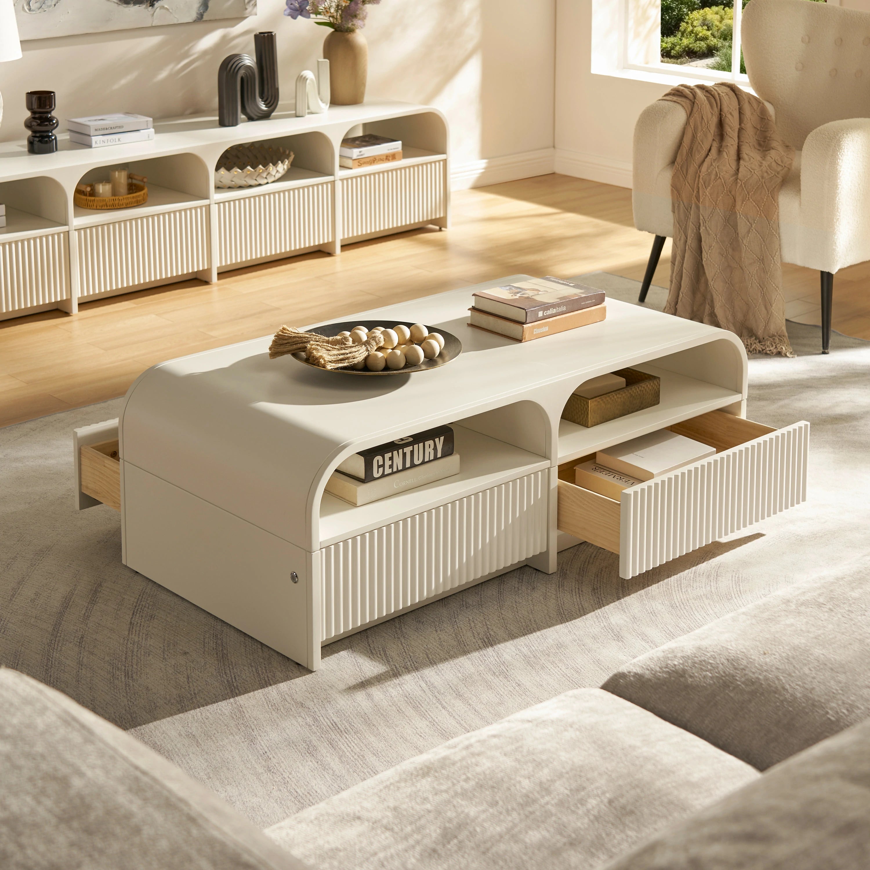 Naru Media Console and Coffee Table Set
