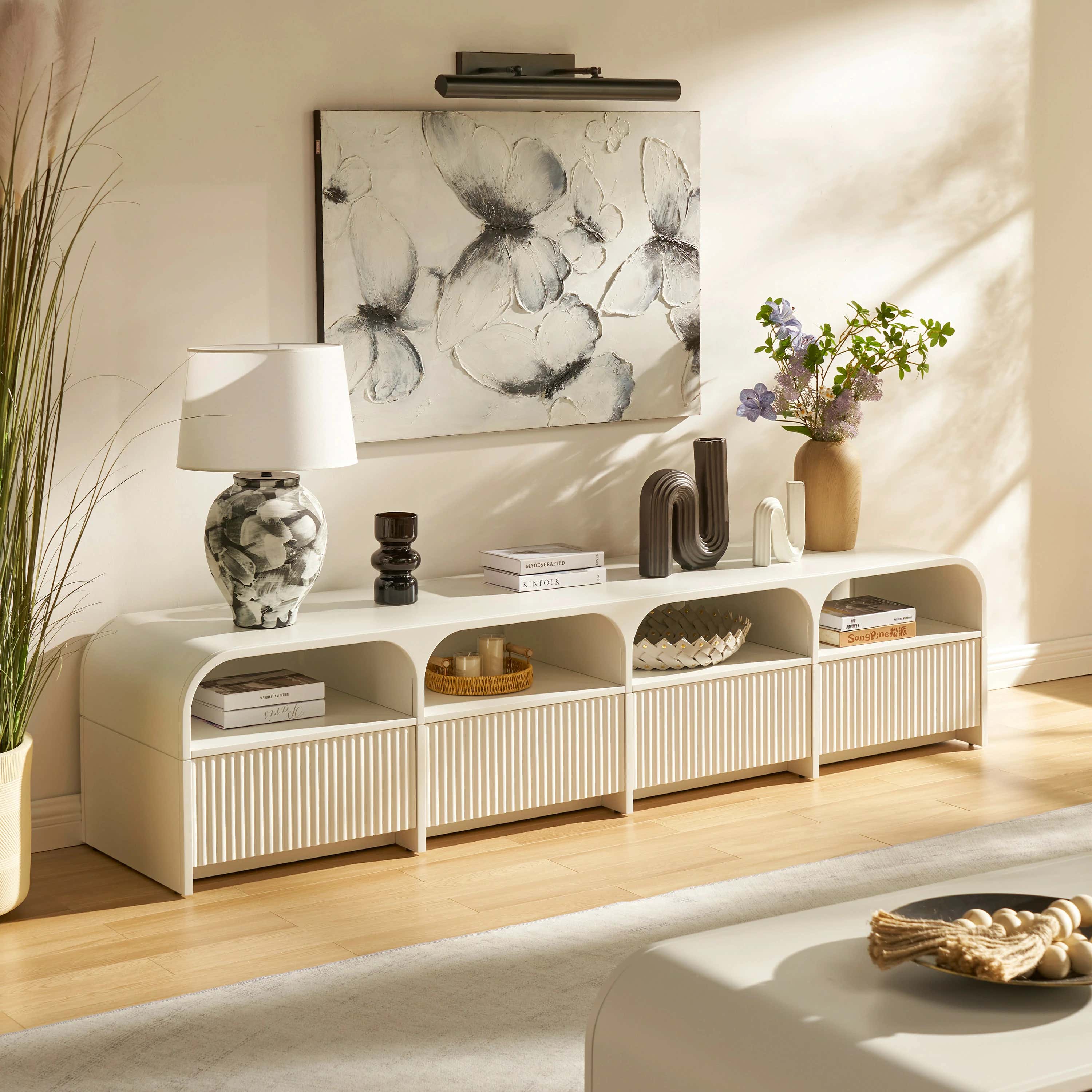 Naru Media Console and Coffee Table Set