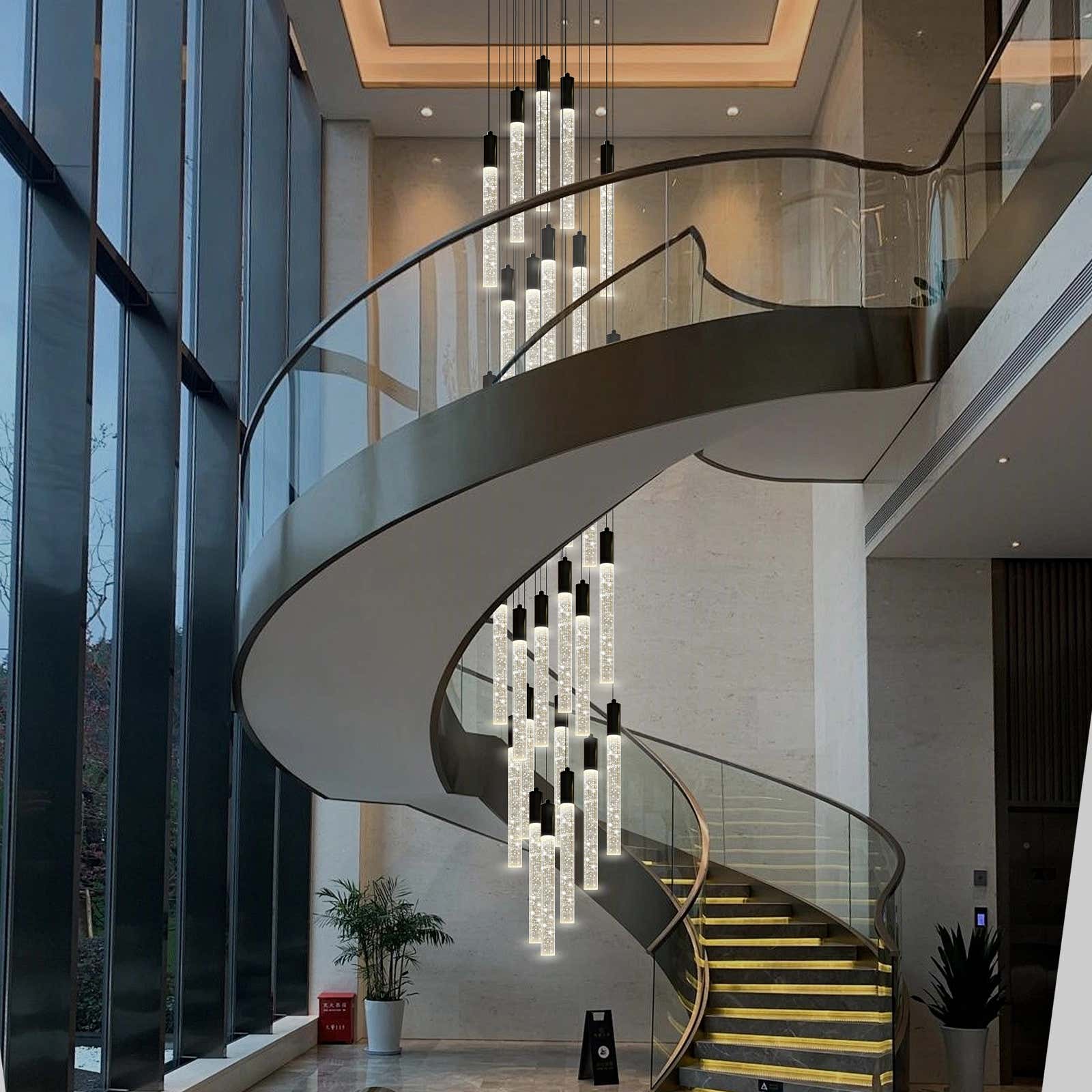 Nova Cascade Modern LED High Ceiling Chandelier 24"D