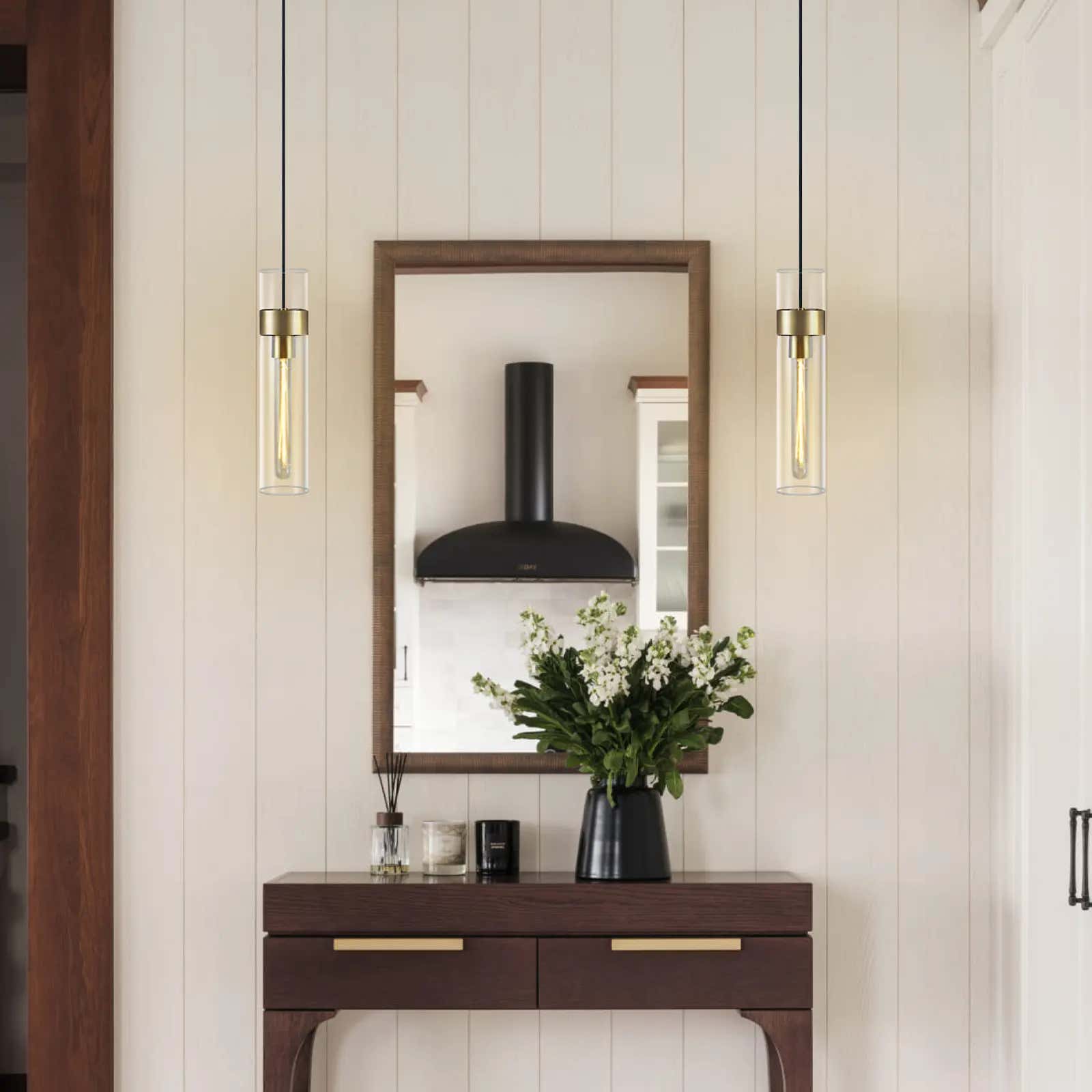 Cylora Glass Tube Pendant 4"H