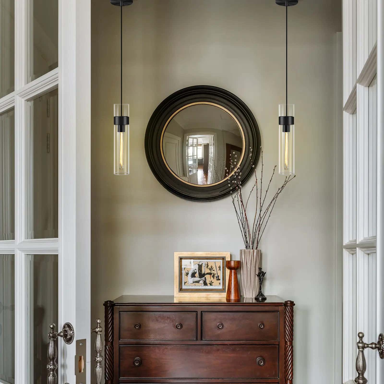 Cylora Glass Tube Pendant 4"H