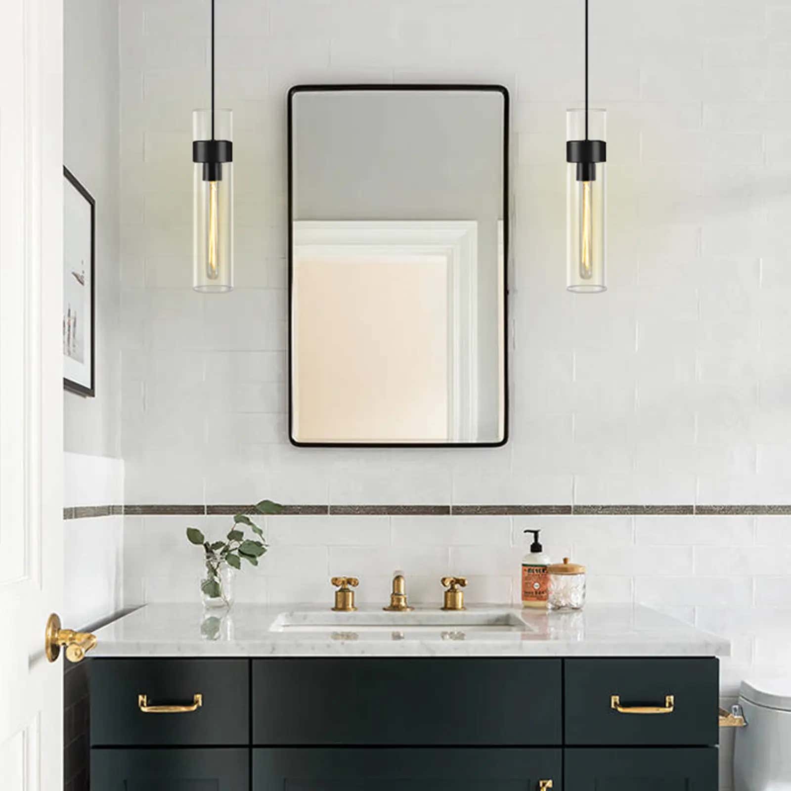 Cylora Glass Tube Pendant 4"H