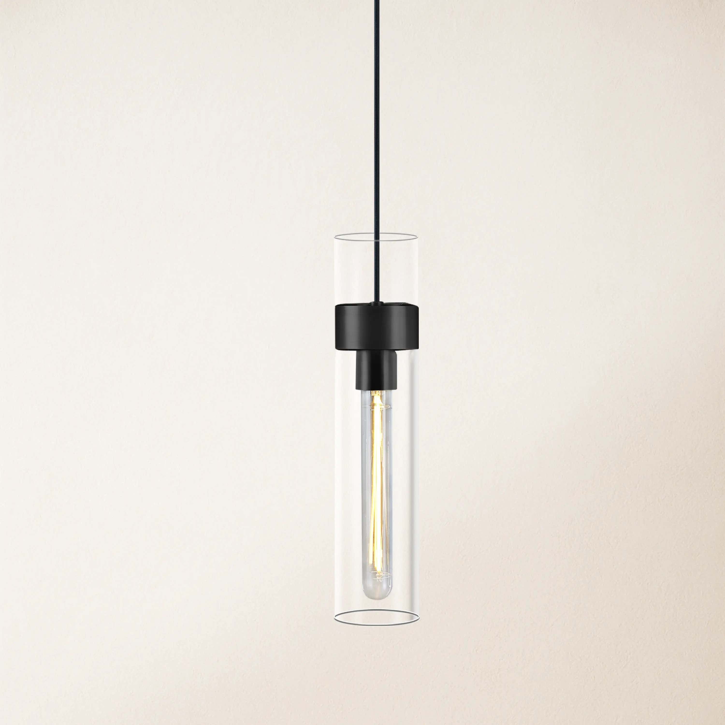 Cylora Glass Tube Pendant 4"H#Finish_Black