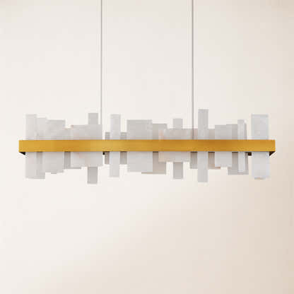 Nocturne Alabaster Rectangular Chandelier 48"