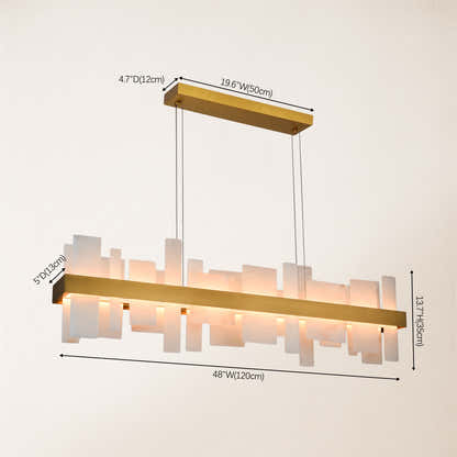 Nocturne Alabaster Rectangular Chandelier 48"