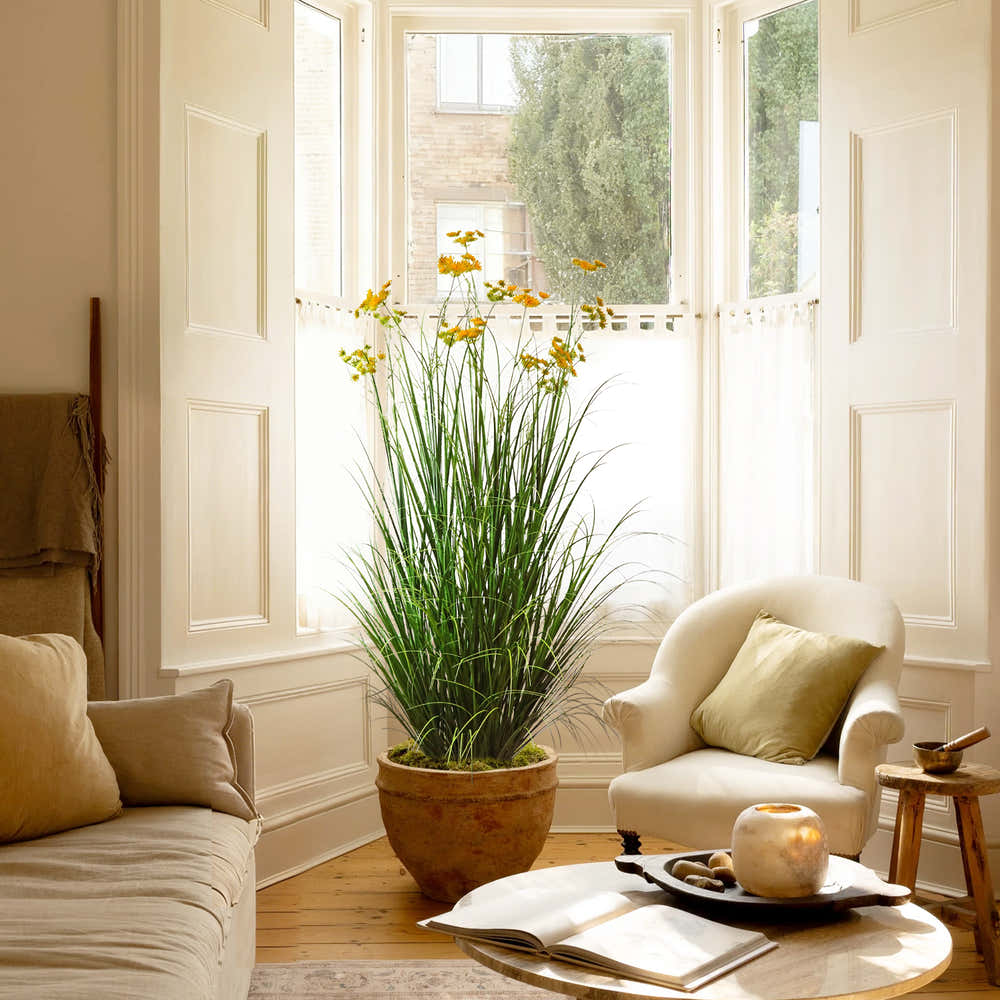 Artificial 18-Head Carrot Flower with Curved Onion Grass Bonsai  170cm H