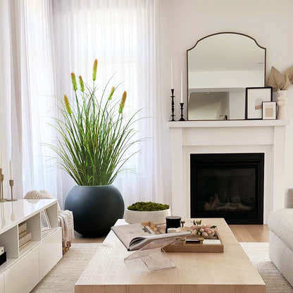 Artificial 6-Head Short Pine Grass with Curved Onion Grass Bonsai 76cm H