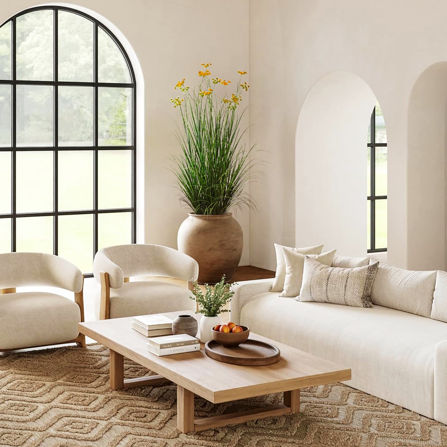 Artificial 18-Head Carrot Flower with Curved Onion Grass Bonsai  170cm H