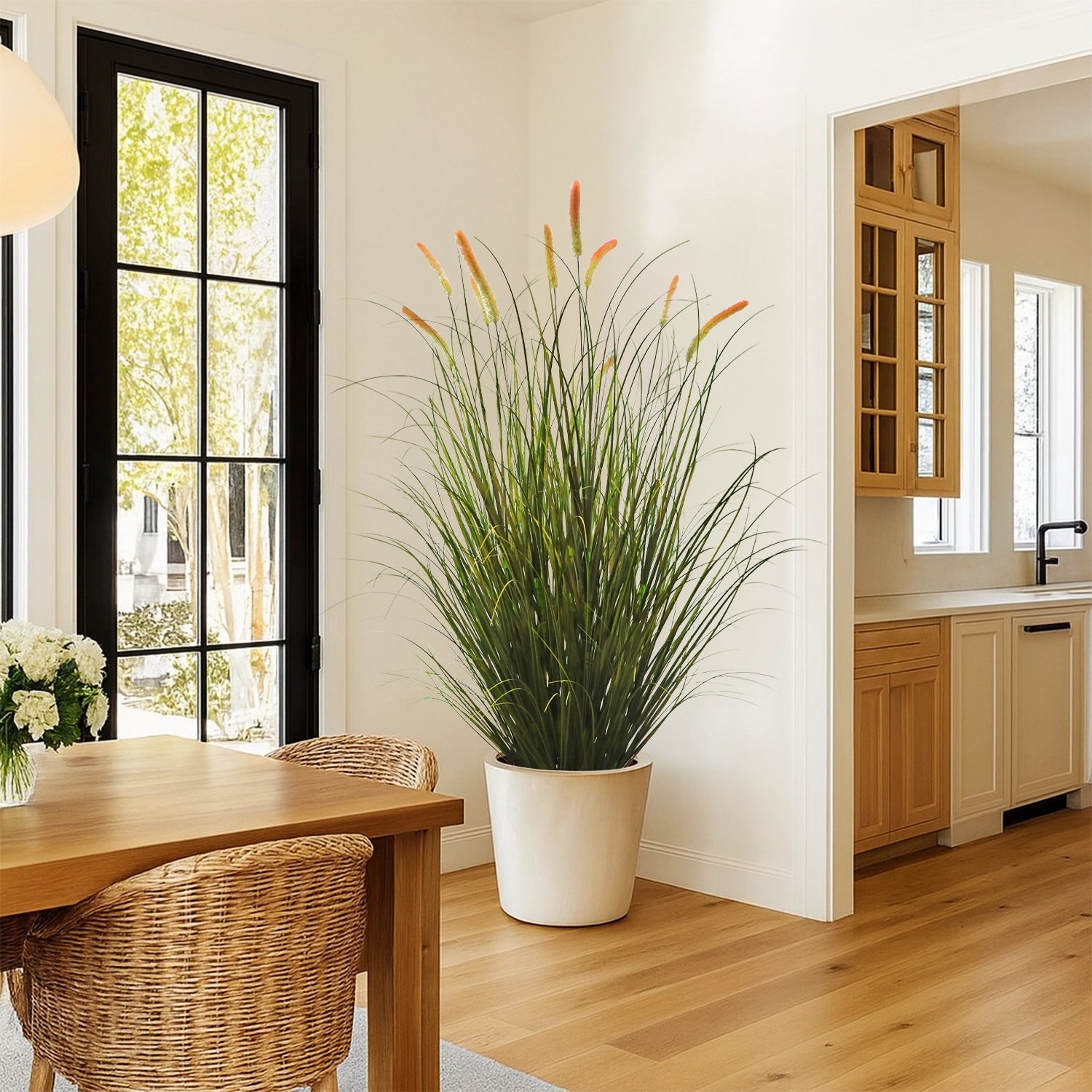 Artificial 10-Head Long Cat Tail with Curved Onion Grass Bonsai 170cm H