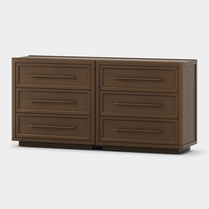 Alvar 63″ Oak 6-Drawer Chest(Set of 2)