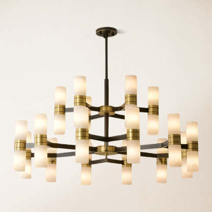 Moral Alabaster Round chandelier 37"D#Finish_Gold