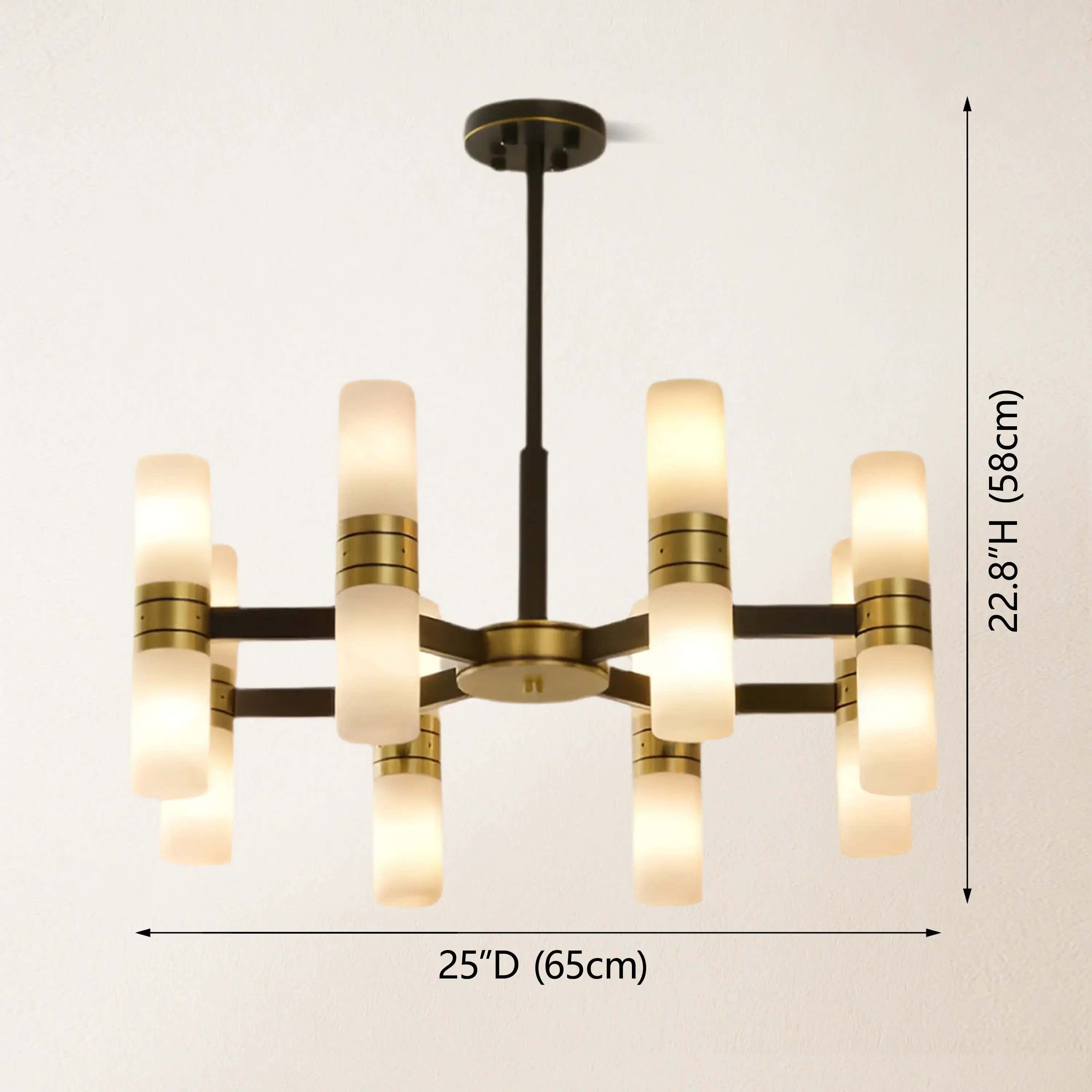 Moral Alabaster Round Chandelier 25"D#Finish_Gold