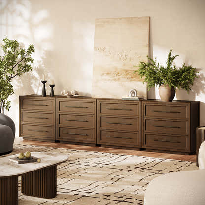 Alvar 126″ Oak 12-Drawer Chest(Set of 4)