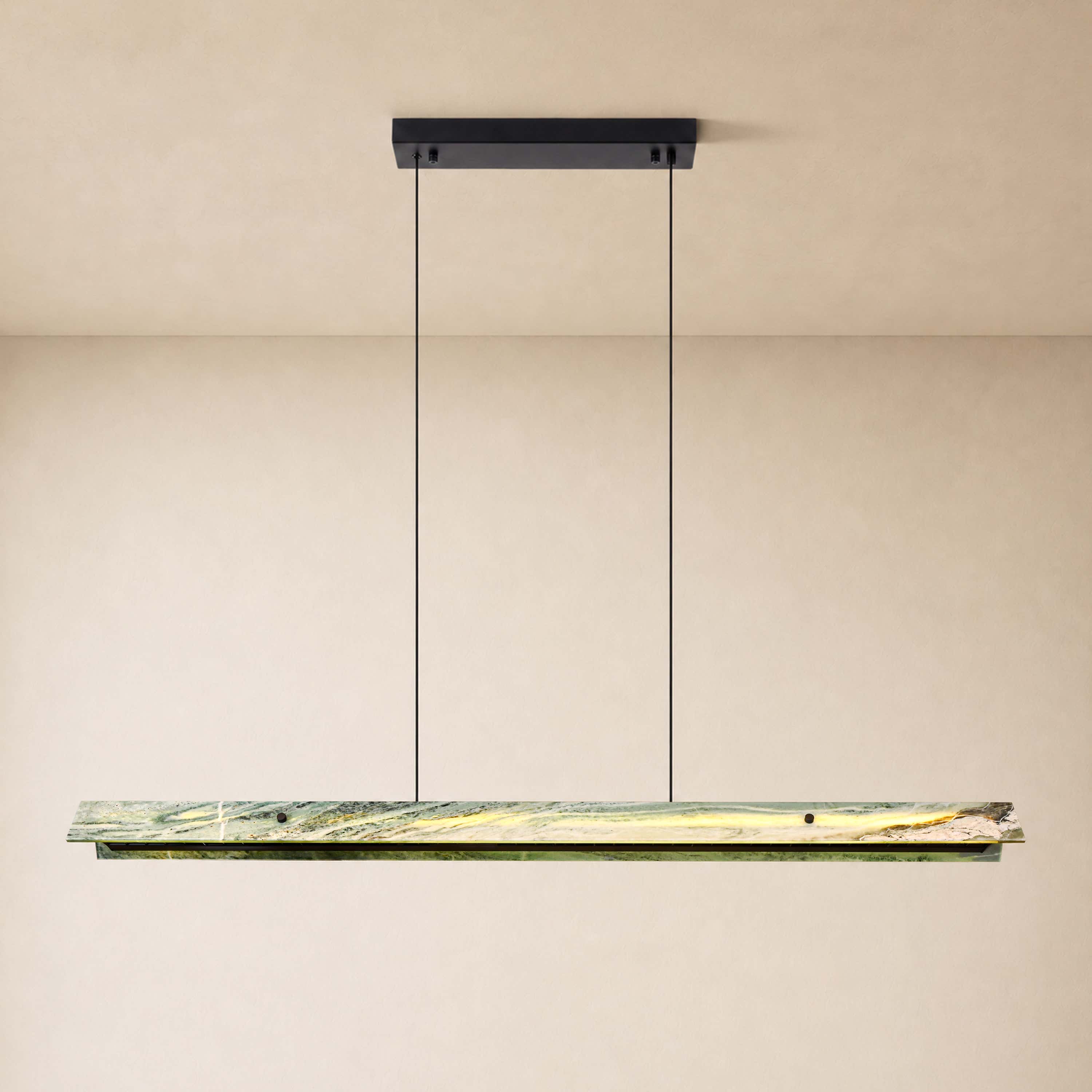 Pietra Green Marble Linear Chandelier 31.4"D
