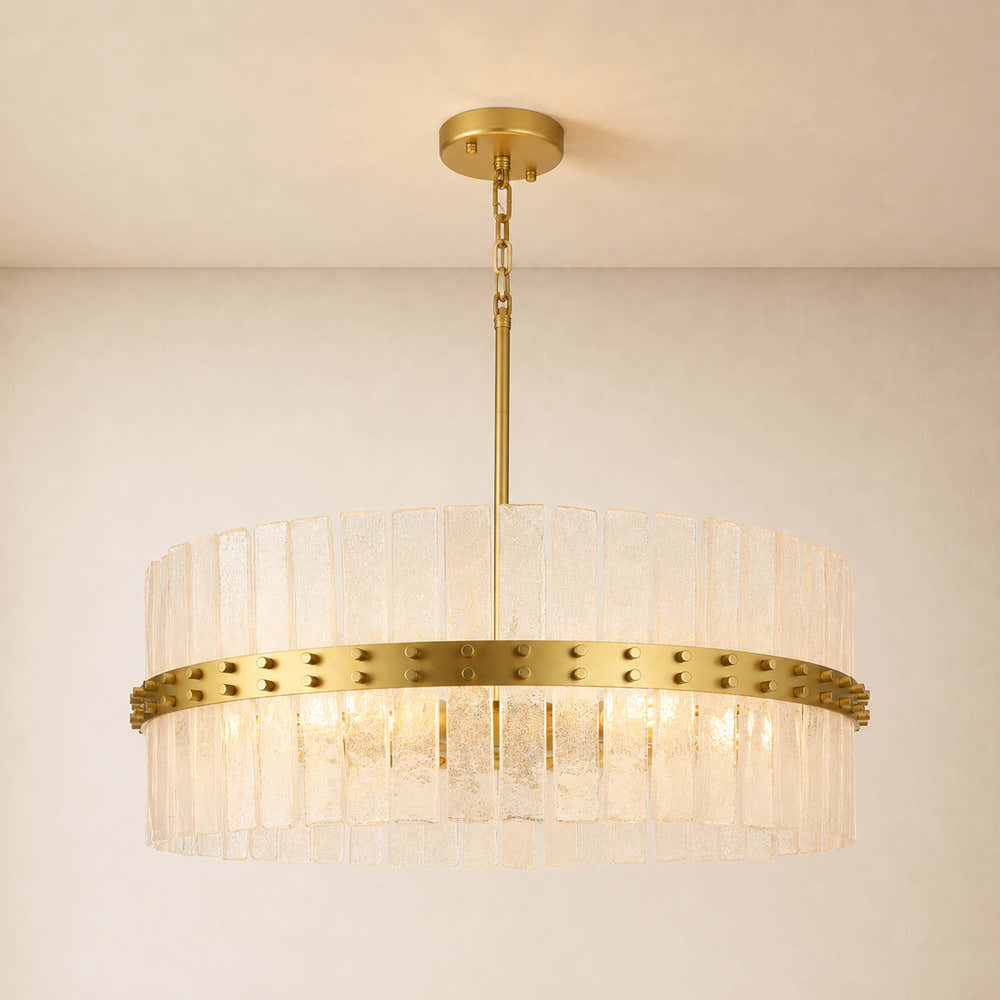 Mariselle Bubble Glass Round Chandelier 28"D#Finish_Gold