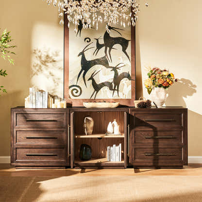 Alvar Arched 94.5″ Oak Modular Media Console(Set of 3)