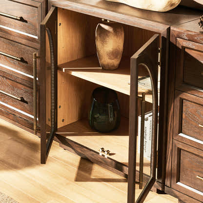 Alvar Arched 94.5″ Oak Modular Media Console(Set of 3)