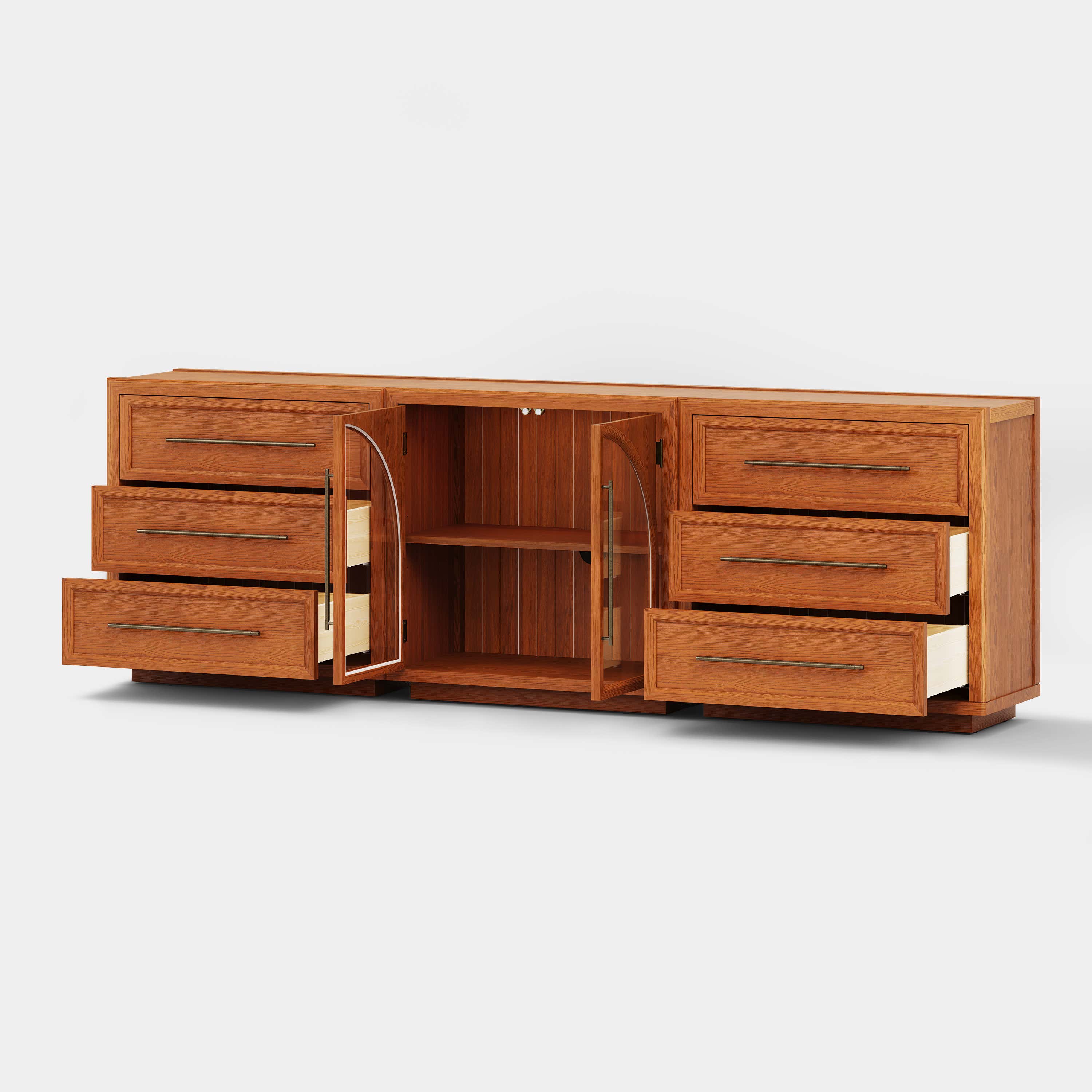 Alvar Arched 94.5″ Oak Modular Media Console(Set of 3)