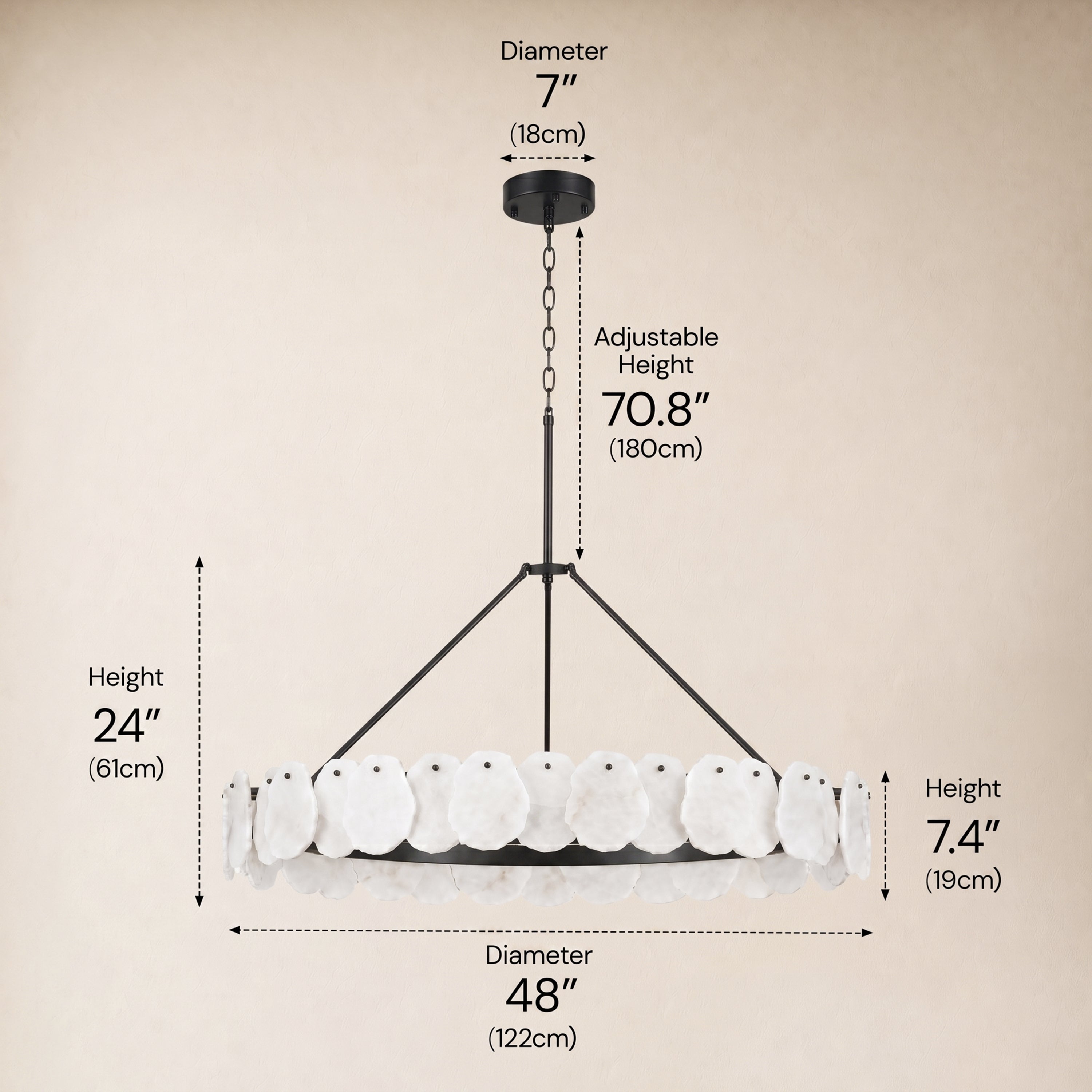 Moira Alabaster Custom Round Chandelier 48