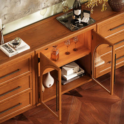 Alvar Arched 94.5″ Oak Modular Media Console(Set of 3)