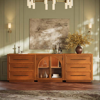 Alvar Arched 94.5″ Oak Modular Media Console(Set of 3)