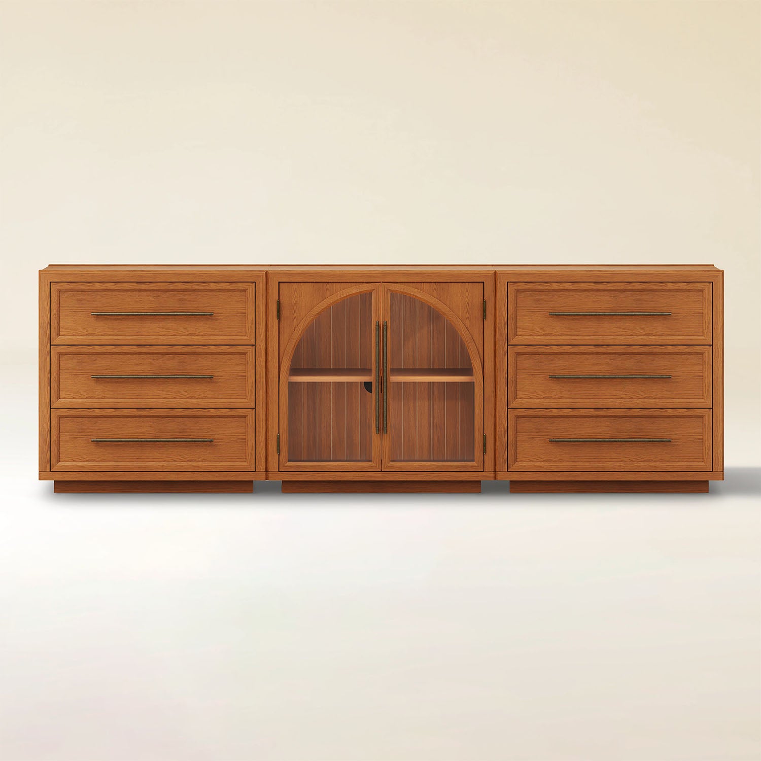 Alvar Arched 94.5″ Oak Modular Media Console(Set of 3)